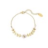 Bracelet Flora blanc acier doré or - vue V1