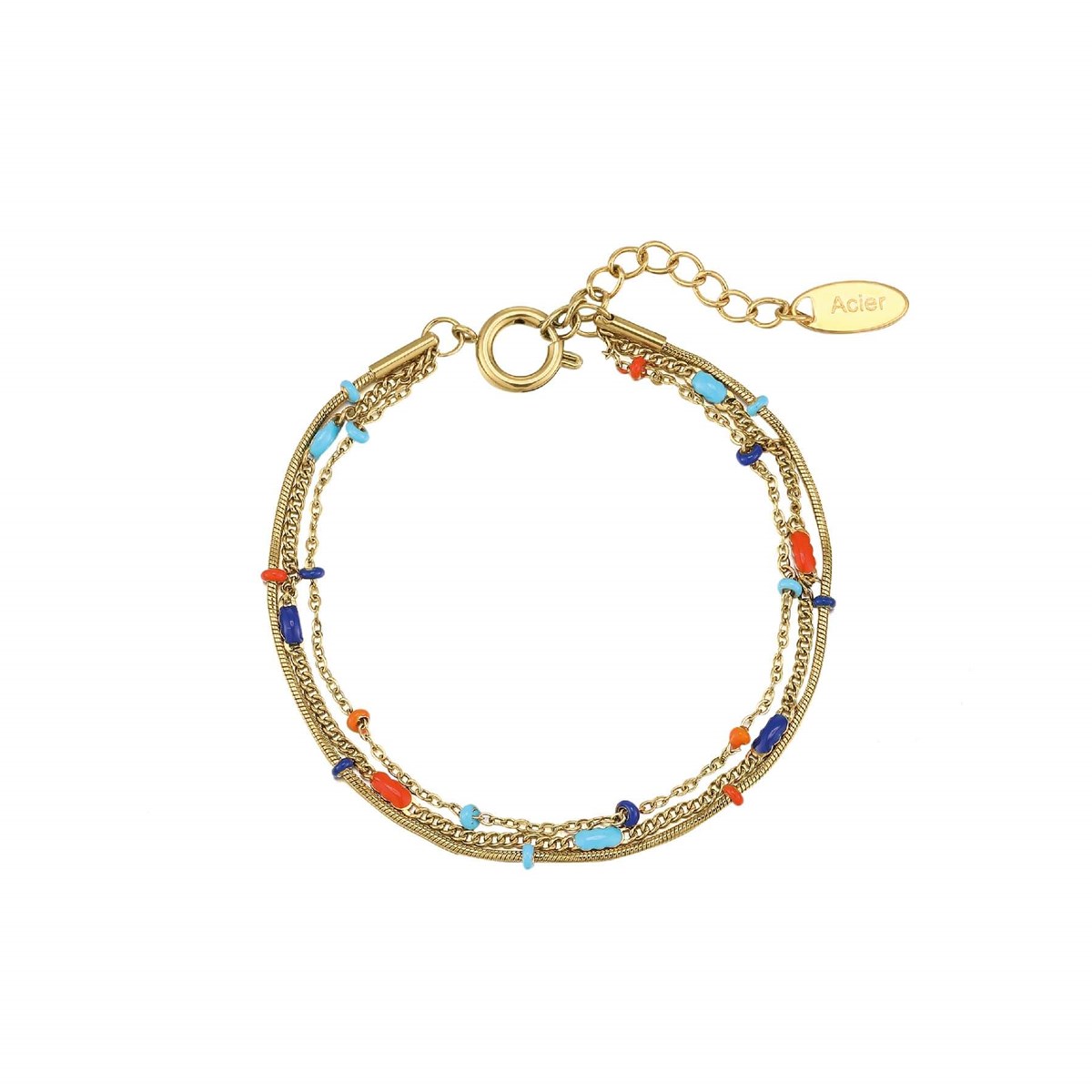 Bracelet Bilbao bleu acier doré or