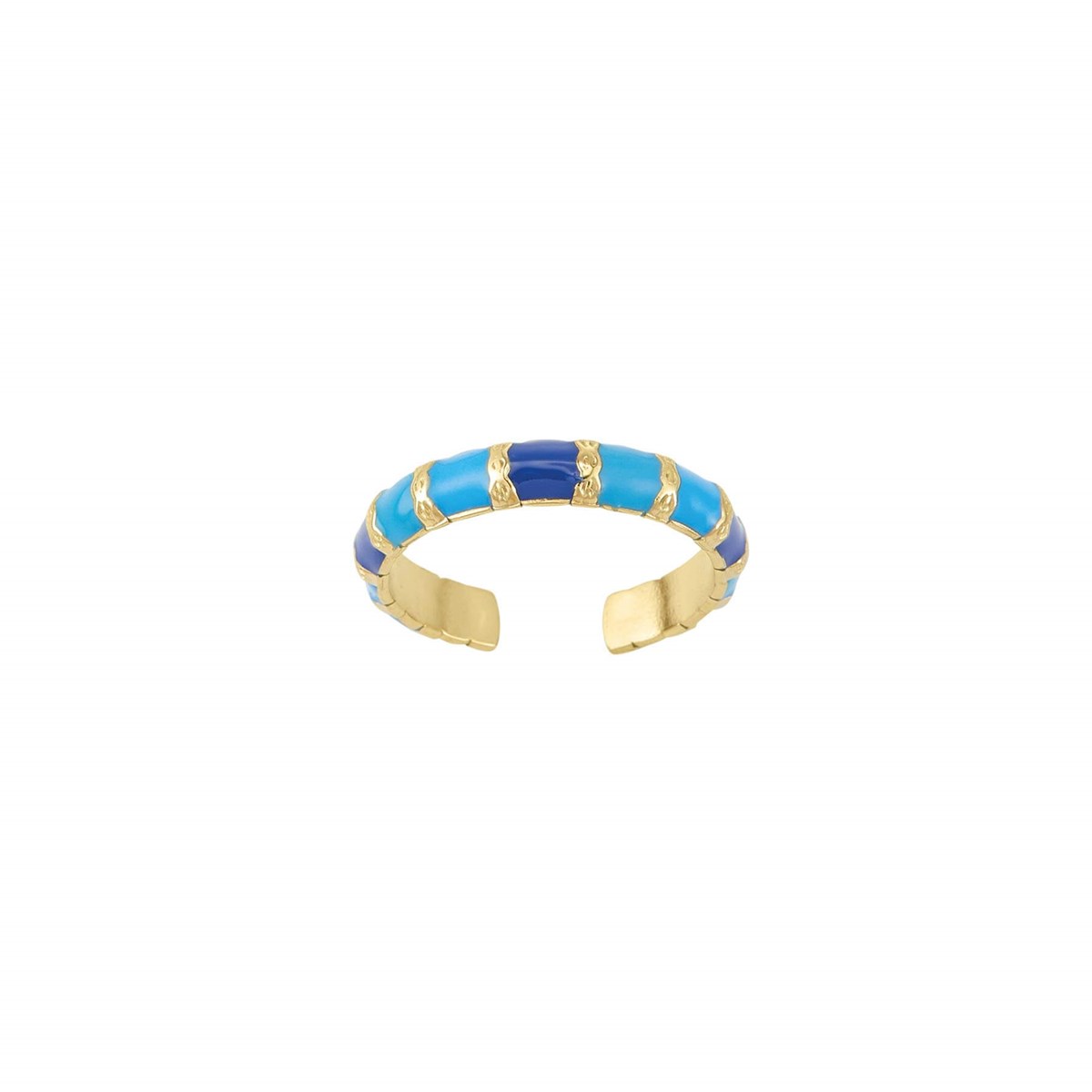 Bague Mona bleue acier doré or