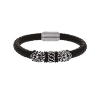 Bracelet Lion cuir et acier