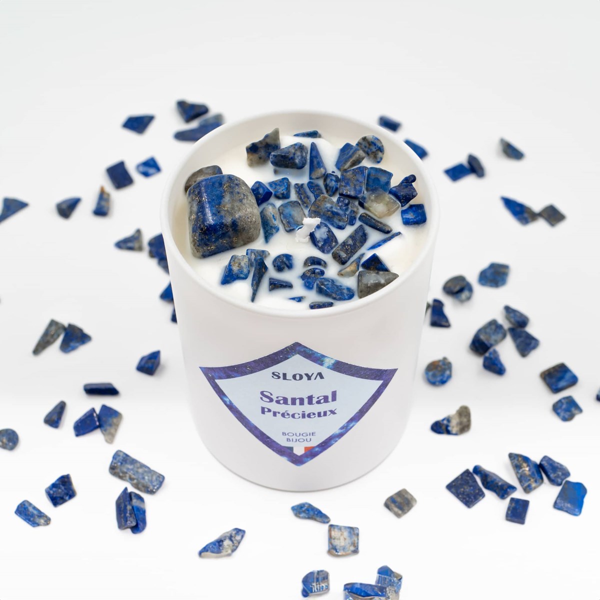 Bougie bijou pierres Lapis-lazuli - parfum Santal Précieux - vue 4