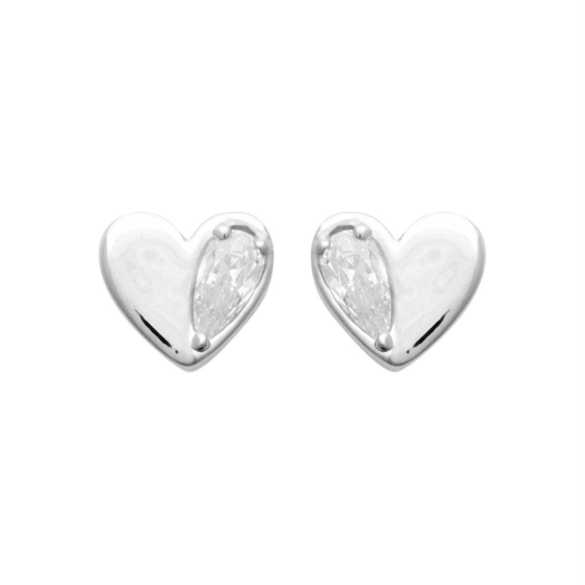 Boucles d'oreilles petit coeur et goutte d'oxyde de zirconium Argent 925 Rhodié