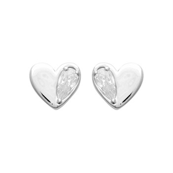 Boucles d'oreilles petit coeur et goutte d'oxyde de zirconium Argent 925 Rhodié