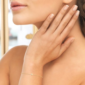 Bracelet petit coeur et goutte d'oxyde de zirconium Plaqué OR 750 3 microns