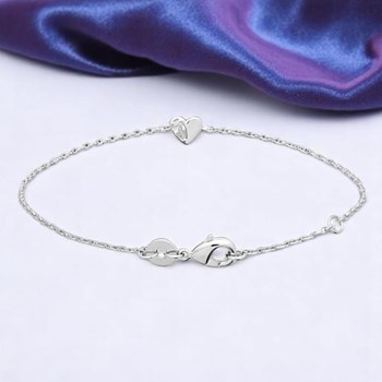 Bracelet petit coeur et goutte d'oxyde de zirconium Argent 925 Rhodié