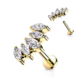 Gold-plated surgical steel ear cartilage piercing 6mm