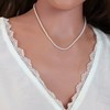 Collier perles blanche imitation 3mm et argent - vue V2