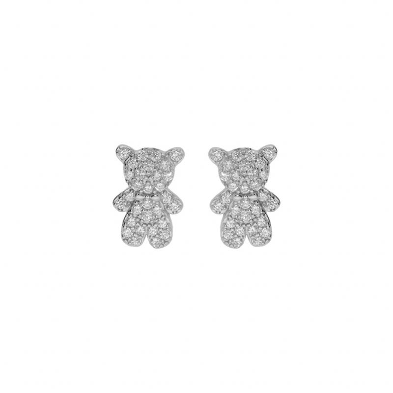 Boucles d'oreilles ourson argent et oxyde blancs