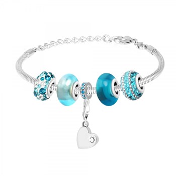 SC Crystal heart bracelet with hand-decorated glass bead charms