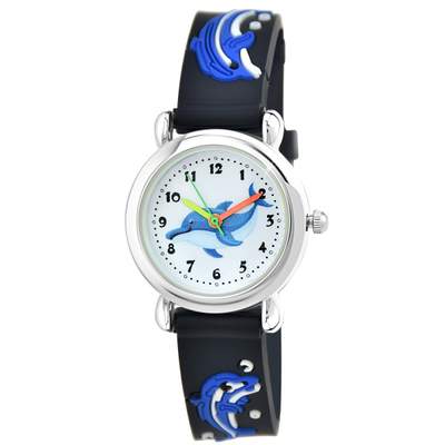 Montre Vintage ATIM Femme Avec Dauphins, Mouvement Quartz, Boîtier Acier Argenté 20mm - Occasion En Très Bon état