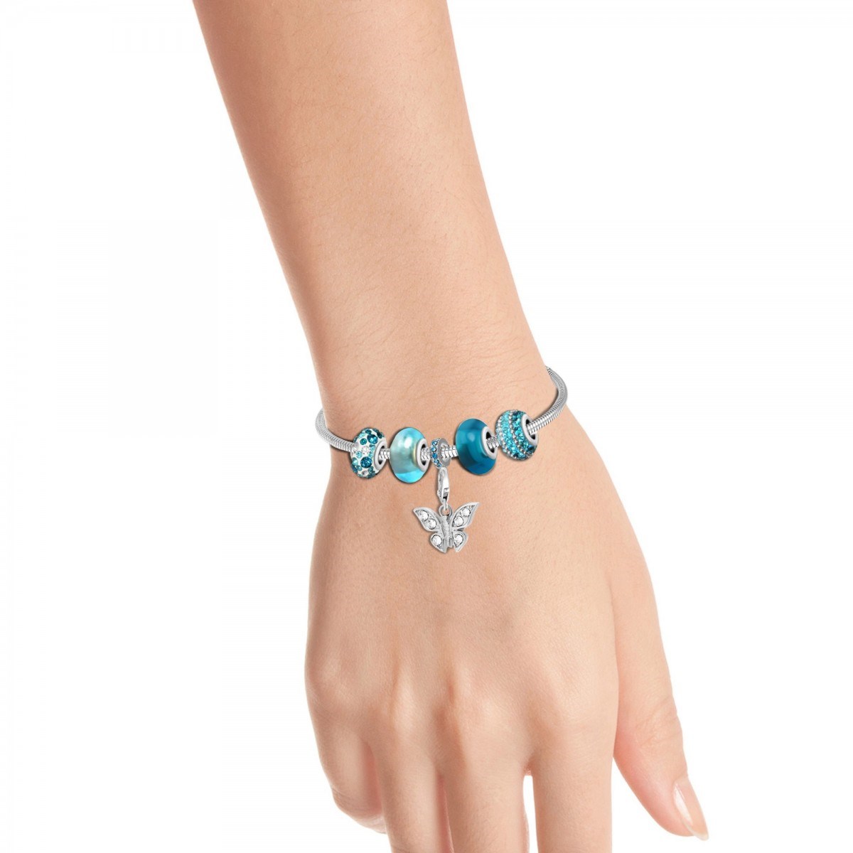 Bracelet de charms perles en acier SC Crystal - vue 2