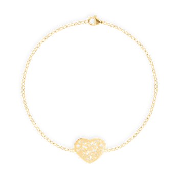 Heart bracelet in yellow-plated steel