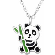 Collier panda et son bambou en argent 925