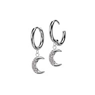 Anneau de piercing clicker avec charms lune acier