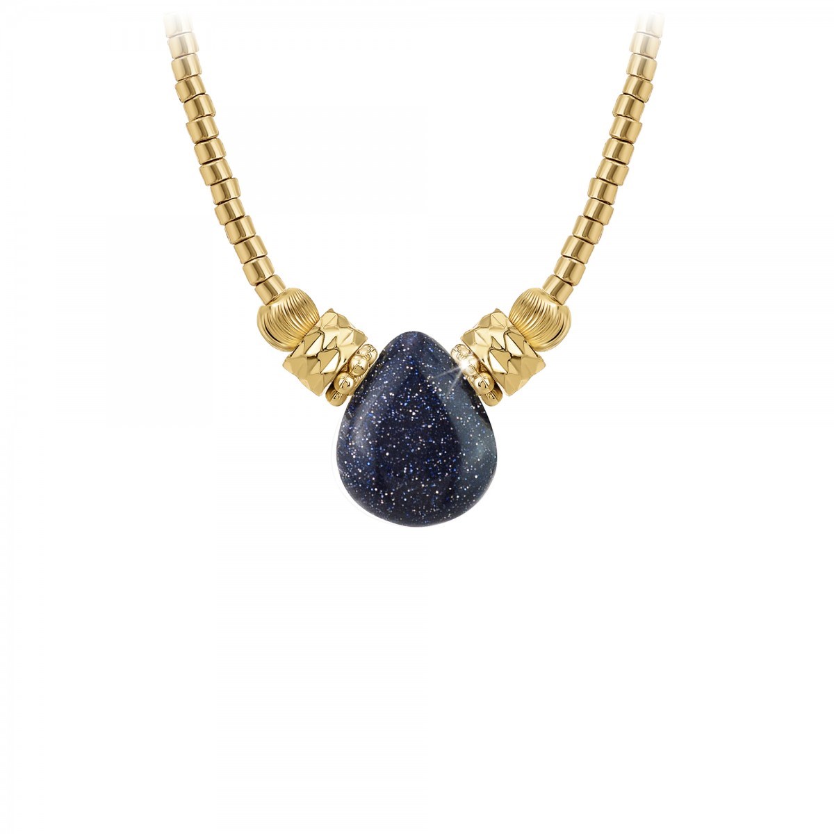 Collier SC Bohème orné d'une pierre de sable bleue