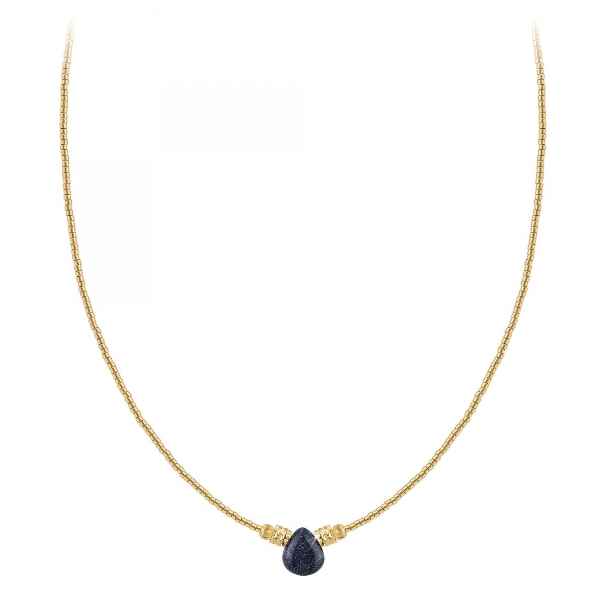 Collier SC Bohème orné d'une pierre de sable bleue - vue 3