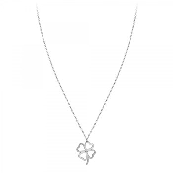 Collier trèfle SC Crystal orné d'un véritable diamant blanc