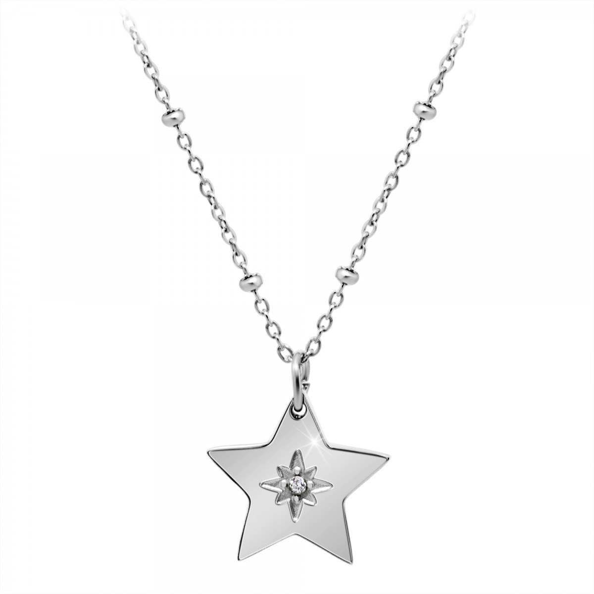 Collier étoile SC Crystal orné d'un véritable diamant blanc