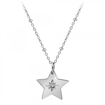 Collier étoile SC Crystal orné d'un véritable diamant blanc