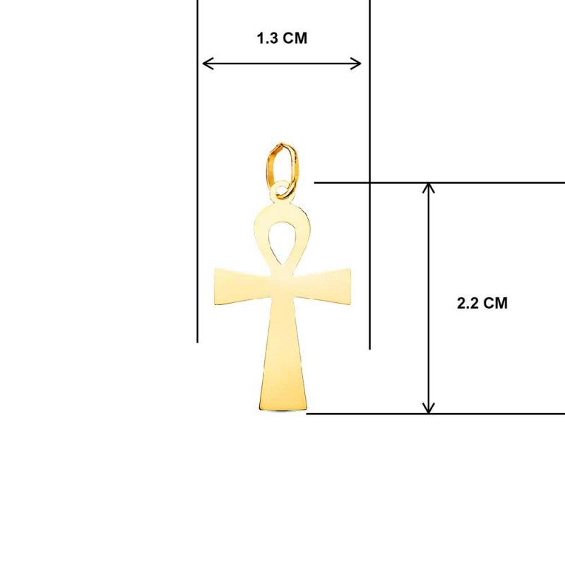 Collier - Médaille Croix de la Vie Or 18 Carats 750/000 Jaune - Chaine Dorée - vue 2