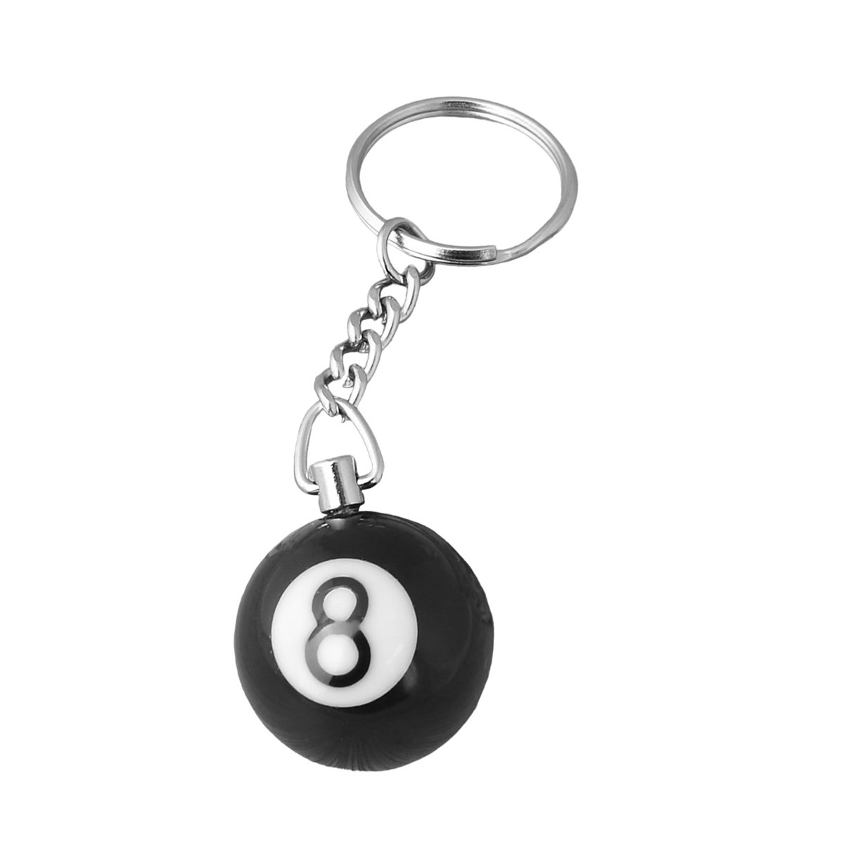 Porte-clés boule de billard 8 pool noir et blanc