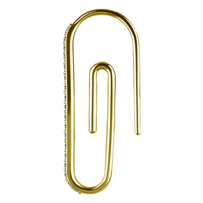 Boucle d'oreille trombone dorée pavé - vue 2