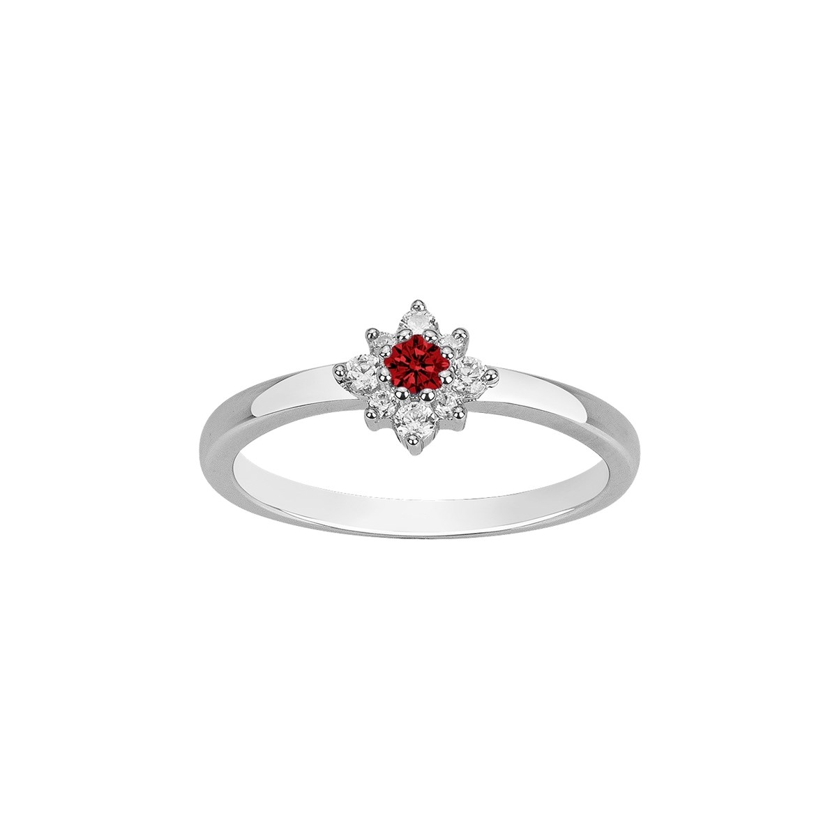 Bague en Argent avec oxyde de zirconium rouge rubis