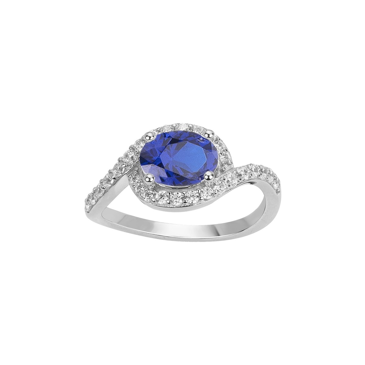 Bague en Argent avec oxyde de zirconium bleu saphir