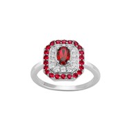 Bague en Argent avec oxyde de zirconium rouge rubis