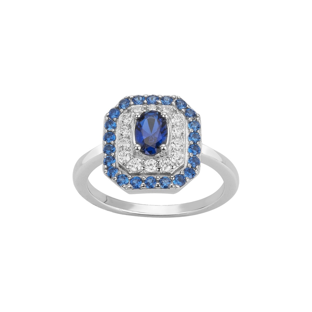 Bague en Argent avec oxyde de zirconium bleu saphir