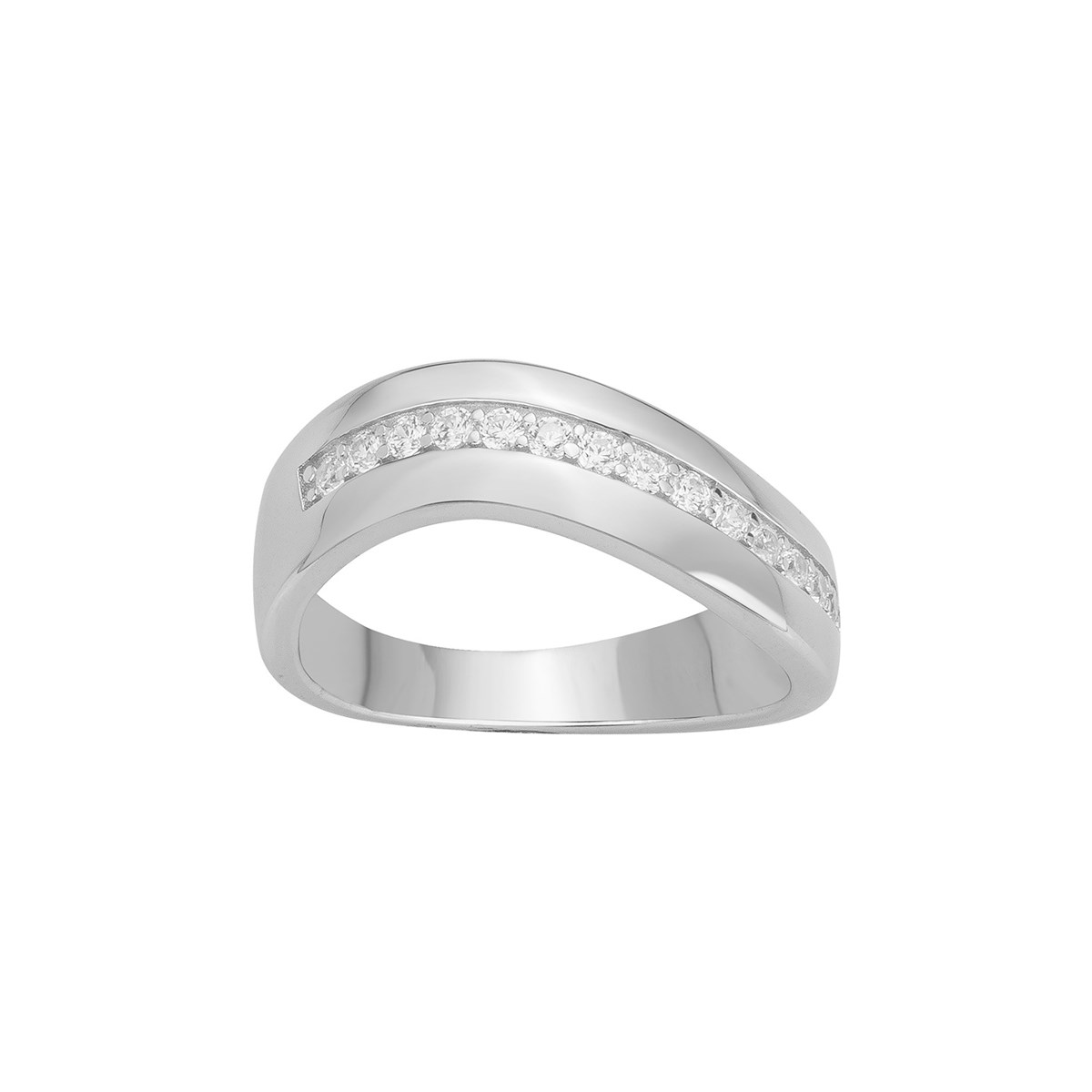 Bague en Argent avec oxyde de zirconium blanc