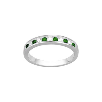 Bague en Argent avec oxyde de zirconium vert emeraude