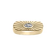 Chevalière en Plaqué Or avec oxyde de zirconium bleu topaze
