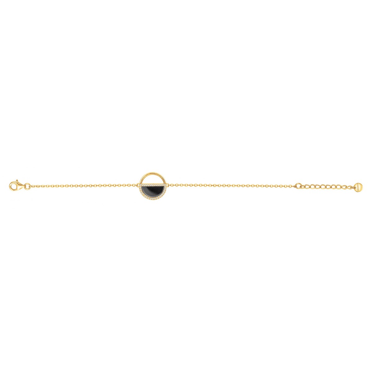 Bracelet souple mono-motif Mia en Plaqué Or avec oxyde de zirconium blanc