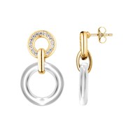 Boucles d'oreilles pendantes Emily en Plaqué Or avec oxyde de zirconium blanc