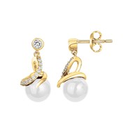 Boucles d'oreilles pendantes Layla en Plaqué Or avec oxyde de zirconium blanc