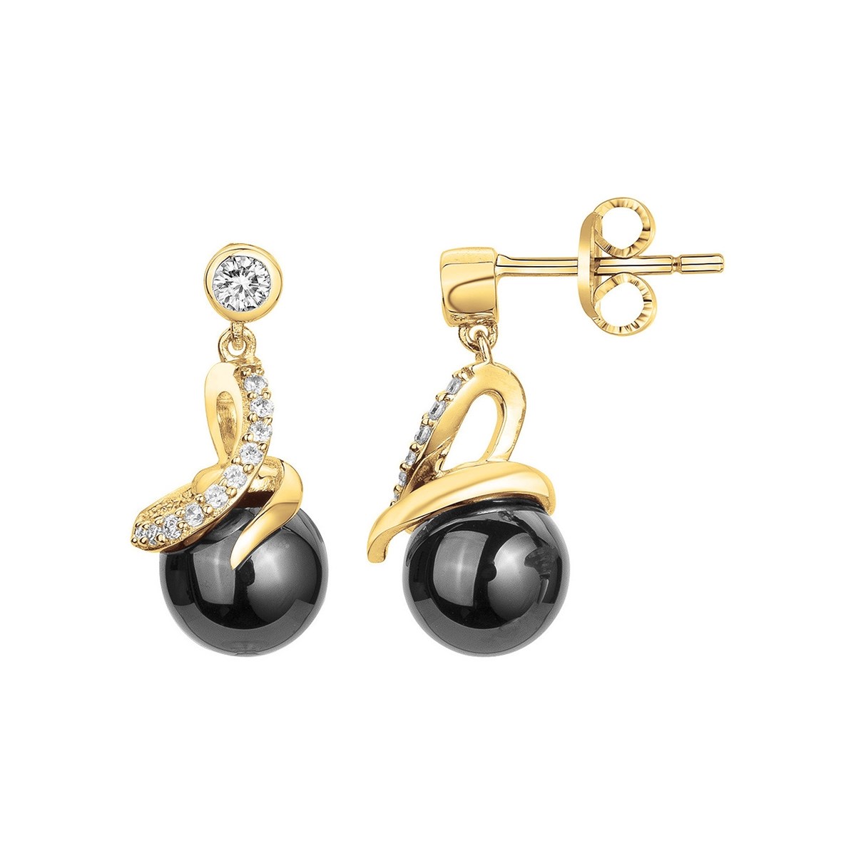 Boucles d'oreilles pendantes Layla en Plaqué Or avec oxyde de zirconium blanc