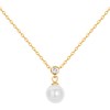 Collier mono-motif Abigail en Plaqué Or avec oxyde de zirconium blanc - vue V1