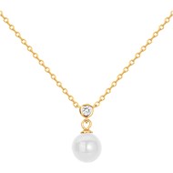 Collier mono-motif Abigail en Plaqué Or avec oxyde de zirconium blanc