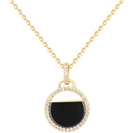 Collier mono-motif Evelyn en Plaqué Or avec oxyde de zirconium blanc