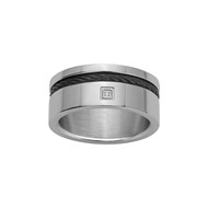 Bague Loïc en Acier 316L avec diamant blanc