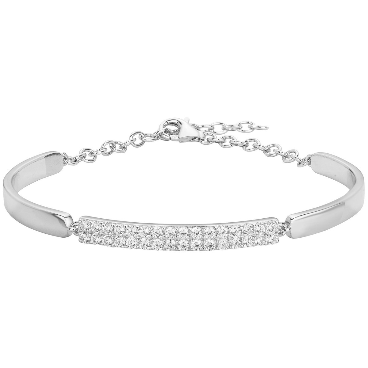 Bracelet semi-rigide en Argent avec oxyde de zirconium blanc