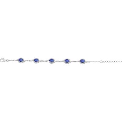 Collier En Argent 925 Rhodié Avec Pendentif Oxyde De Zirconium Bleu Saphir - Neuf Avec étiquettes