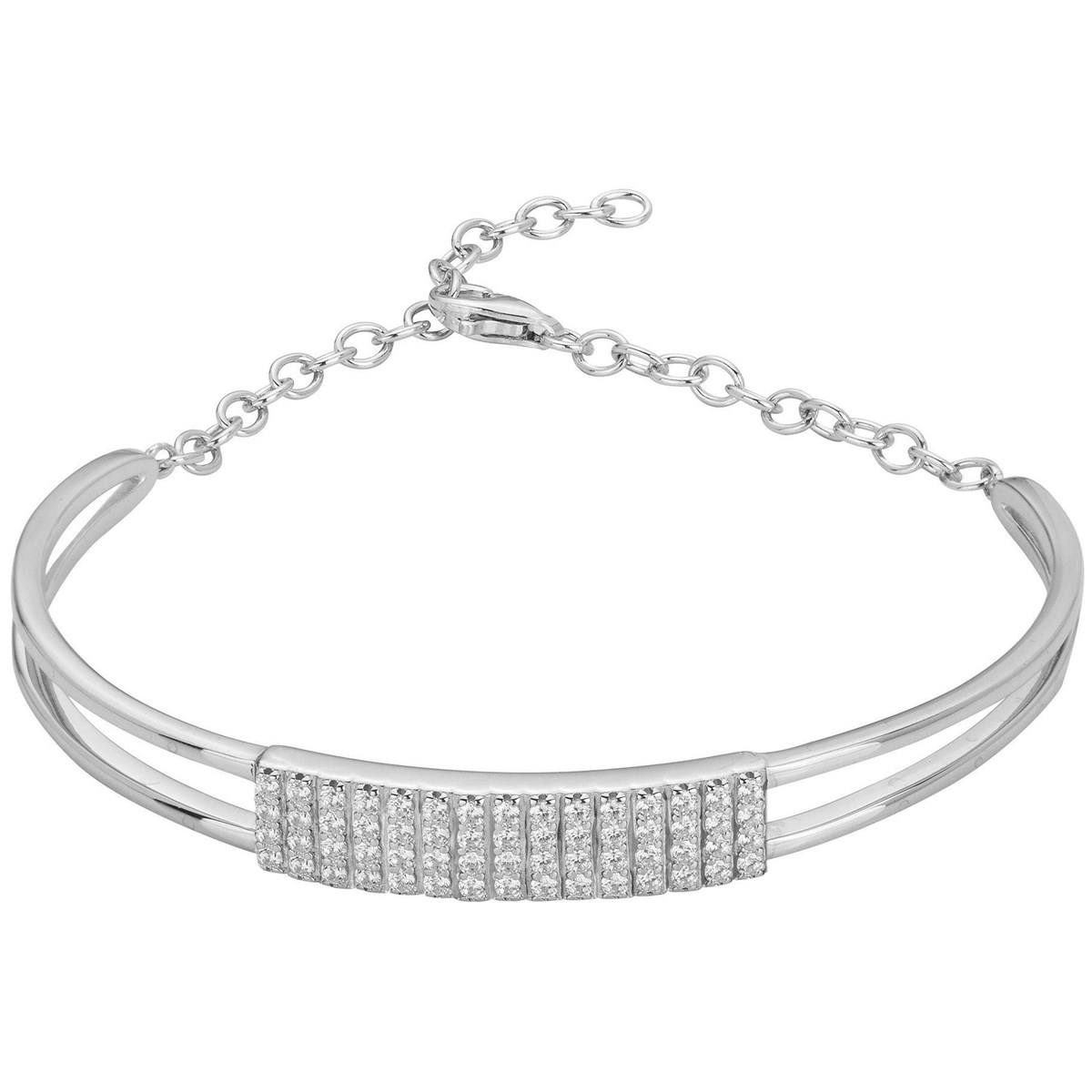 Bracelet semi-rigide en Argent avec oxyde de zirconium blanc