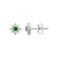 Boucles d'oreilles clous en Argent avec oxyde de zirconium vert emeraude