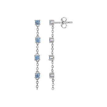 Boucles d'oreilles pendantes en Argent avec oxyde de zirconium bleu topaze