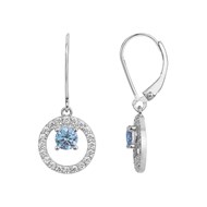 Boucles d'oreilles dormeuses en Argent avec oxyde de zirconium bleu topaze