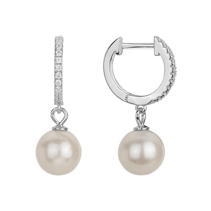 Créoles en Argent avec perle d'eau douce blanc