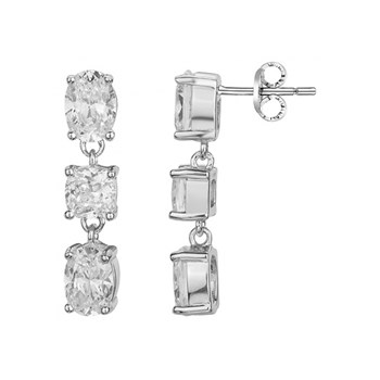 Zilveren oorbellen met wit zirkoniumoxide
