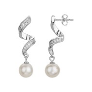 Boucles d'oreilles pendantes en Argent avec perle d'eau douce blanc